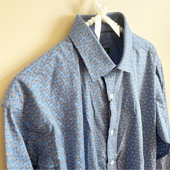 Bugatchi Geometric Patterned Button Down Shirt NWT - Picture 4 of 5